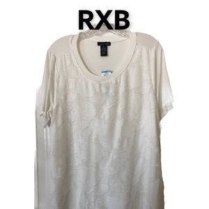 R X B Lace Short Sleeve Tee White L NWT